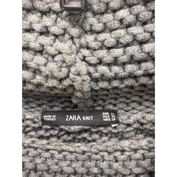 Zara Women’s Gray Ribbed Knit Sweater M Slouchy Oversized Pullover - Picture 3 of 7